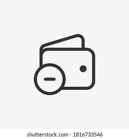 Icono de pago cancelado aislado en segundo plano. Símbolo de cartera moderno, simple, vector, icono para el diseño de sitios web, aplicación móvil, ui. Ilustración vectorial