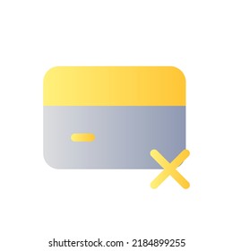 Payment card block flat gradient color ui icon. Declined payments. Failed operation. Banking, finance. Simple filled pictogram. GUI, UX design for mobile application. Vector isolated RGB illustration