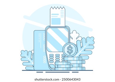 payment card concept, purchase with debit card. Contactless payment system or technology, EMV chip. NFC electronic online transactions and payments with a wireless system. flat vector illustration.