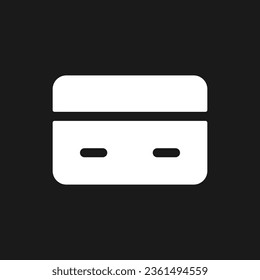 Payment card dark mode glyph ui icon. Electronic financial transaction. User interface design. White silhouette symbol on black space. Solid pictogram for web, mobile. Vector isolated illustration