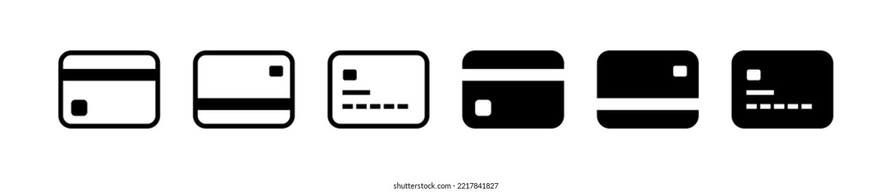 Payment card icon. Pay credit card in the shop. Black color. Vector isolated sign.