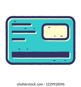 Payment Card Icon. Plastic Card Symbol.  Credit Card icon on white background isolated. Stock Vector Illustration. Cartoon style.