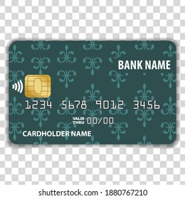 Payment card isolated on transparent background. Mock Up Template. Vector illustration	