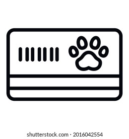 Payment card pet icon. Outline payment card pet vector icon for web design isolated on white background