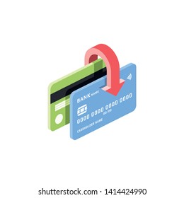 Payment card transaction. Vector 3d isometric color icon new flat style. Creative illustration, idea for infographics.
