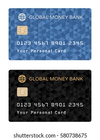 Payment Cards Design. Graphic design of one side of a payment/debit/credit plastic card in different colors.
