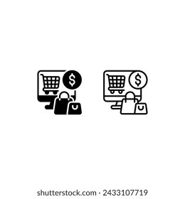 carrito de pago carrito de comercio electrónico icono e ilustración - vector
