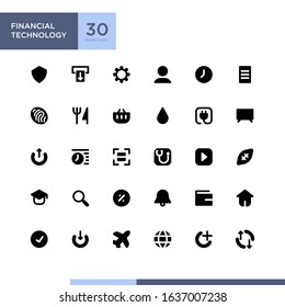 Payment Center / Financial Technology app UI icon set with glyph / solid style