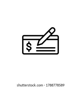 Payment Check Icon  In Black Line Style Icon, Style Isolated On White Background