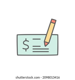 Payment Check Icon in color icon, isolated on white background 