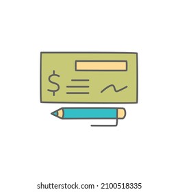 Payment Check Icon in color icon, isolated on white background 