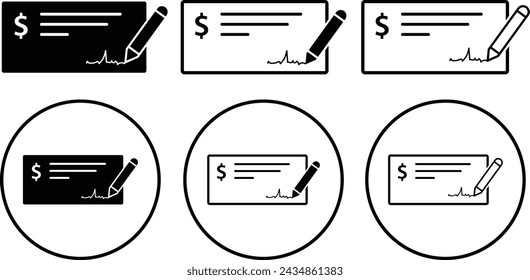 Conjunto de iconos de cheque de pago. Fondo transparente. Ilustración vectorial.