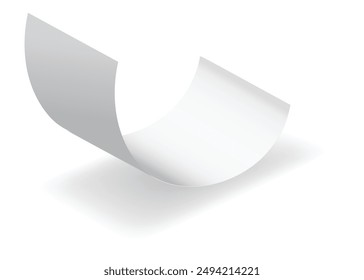 Payment check and receipts with shadow. Curved financial paper, purchase invoice. Buying, bill or calculate pay. Receipt the seller forms