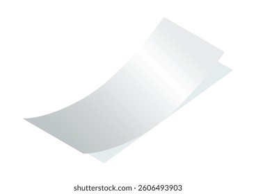 Payment check and receipts with shadow. Curved financial paper, purchase invoice. Buying, bill or calculate pay. Receipt the seller forms