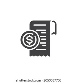 Payment check vector icon. filled flat sign for mobile concept and web design. Receipt, bill check glyph icon. Symbol, logo illustration. Vector graphics