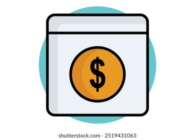 Payment colored outline icon. dollar sign with circle. icon related to bill and payment. business elements vector illustration