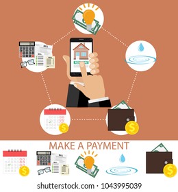 Payment for communal services. The concept of paying money. Payment of bills. Flat design, vector illustration, vector.