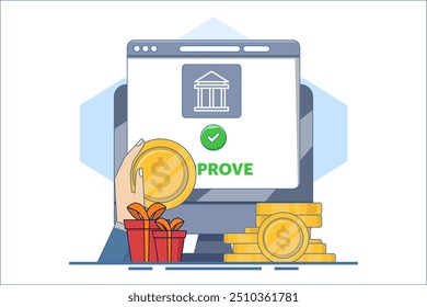 Payment concept approved, payment made. Explore payment successfully and safely. Online banking and mobile payment services. Flat vector illustration on background.