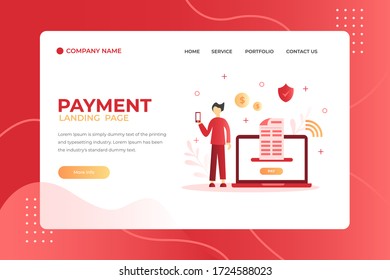 Payment Concept and Credit Card Online Template Landing Page Flat Illustration Vector