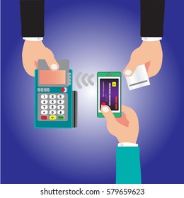 Payment of concept - Paying with NFC mobile technology and credit card