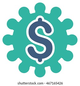 Payment Configuration icon. Vector style is bicolor flat iconic symbol with rounded angles, cobalt and cyan colors, white background.