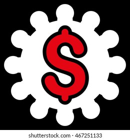 Payment Configuration icon. Vector style is bicolor flat iconic symbol with rounded angles, red and white colors, black background.
