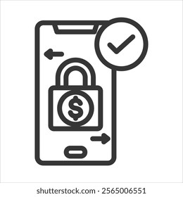 Payment Confirmaion Outline Icon Vector Illustration