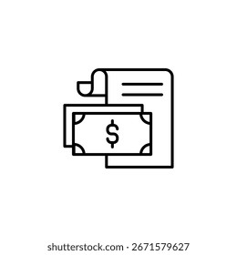 Payment Confirmation With Dollar Sign and Document Outline Illustration On White