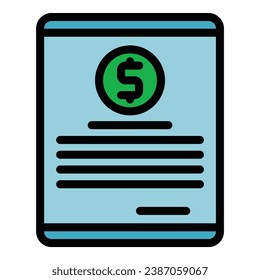Payment contract icon outline vector. Credit financial. Money loan color flat