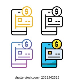 Payment credit card icon design in four variation color