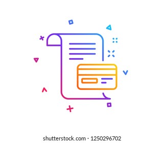 Payment credit card line icon. Money by mail sign. Agreement conditions symbol. Gradient line button. Payment card icon design. Colorful geometric shapes. Vector