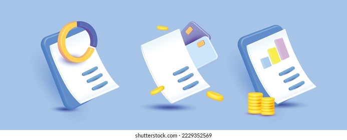 payment with credit card on note money coin business vector icon render illustration financial transaction