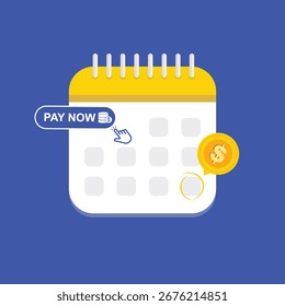 Zahlungsdatum im Kalender. Abonnementzahlung. Monatliches Zahlungsdatum. Steuerzahlung im Kalender geplant. Regelmäßige Zahlungen online. Vektorgrafik.