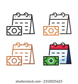 Payment date icon design in four variation color
