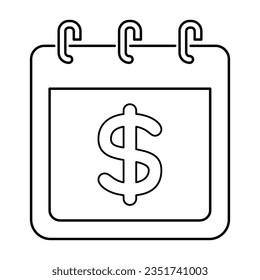 Icono de fecha de pago en estilo de esquema