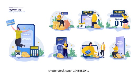 Payment date or payday illustration collection set for graphic resources