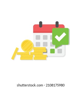 Payment deadline icon in flat style. Calendar investment vector illustration on isolated background. Finance account sign business concept.