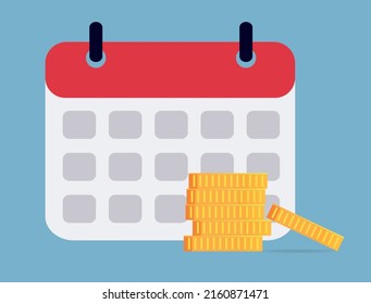 Payment deadline icon in flat style. Calendar investment vector illustration on isolated background