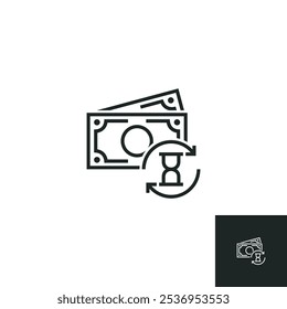 Payment deadline icon, Money and hourglass icon isolated on white background. Vector illustrations are made with vector-based software, not AI generated results.