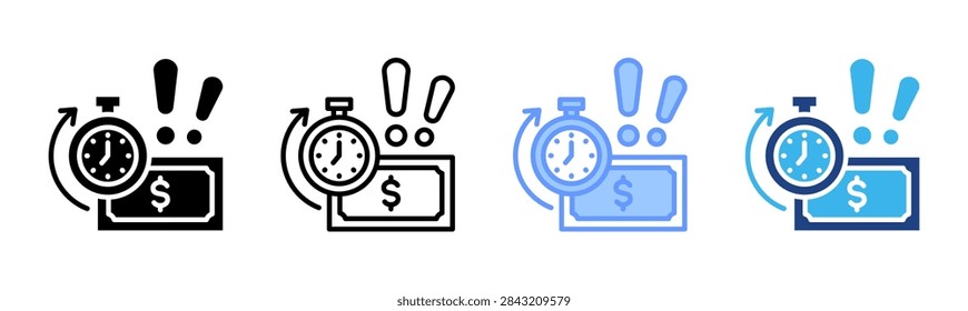 Payment Delay icon set multiple style collection