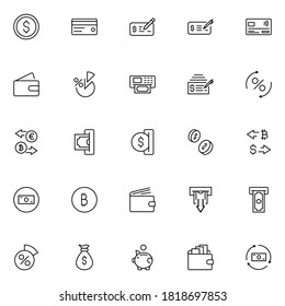 Payment design icons set. Thin line vector icons for mobile concepts and web apps. Premium quality icons in trendy flat style. Collection of high-quality black outline logo