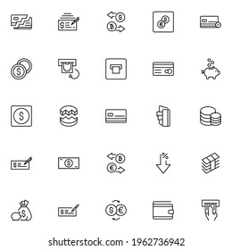 Payment design icons set. Thin line vector icons for mobile concepts and web apps. Premium quality icons in trendy flat style. Collection of high-quality black outline logo