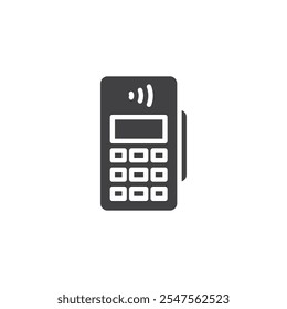 Payment device vector icon. filled flat sign for mobile concept and web design. Payment Terminal glyph icon. Checkout process symbol, logo illustration. Vector graphics