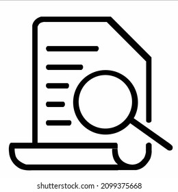 Payment document inspection symbol.Tax and bill checking icon. Payroll compliance icon. Vector illustration