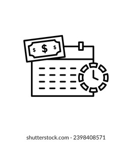 Payment due date Icon. tax due date reminder calendar schedule symbol set. payment due date time of the day to get paid vector line logo