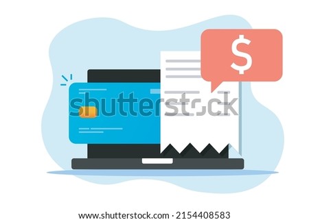 Payment due, financial important deadline pay expiration notification on laptop computer flat cartoon style transaction receipt modern icon vector