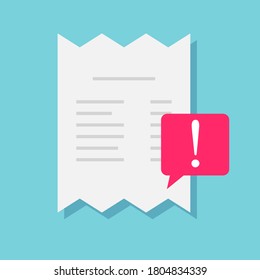 Payment due or fraud icon vector notice reminder symbol, financial important deadline pay expiration notification message, urgent expired overdue bill receipt invoice flat cartoon illustration