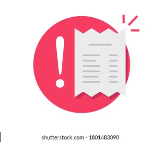 Payment due icon vector notice reminder symbol, financial important deadline pay expiration notification, urgent expired overdue bill receipt invoice flat cartoon illustration message