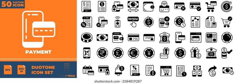 Payment Duotone Editable Icons set. Vector illustration in modern thin duotone style of payment icons: money, payment, finance, etc