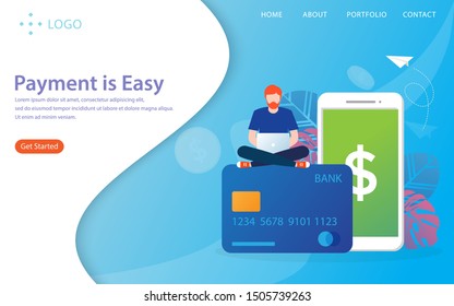 payment is easy, landing page vector illustration concept